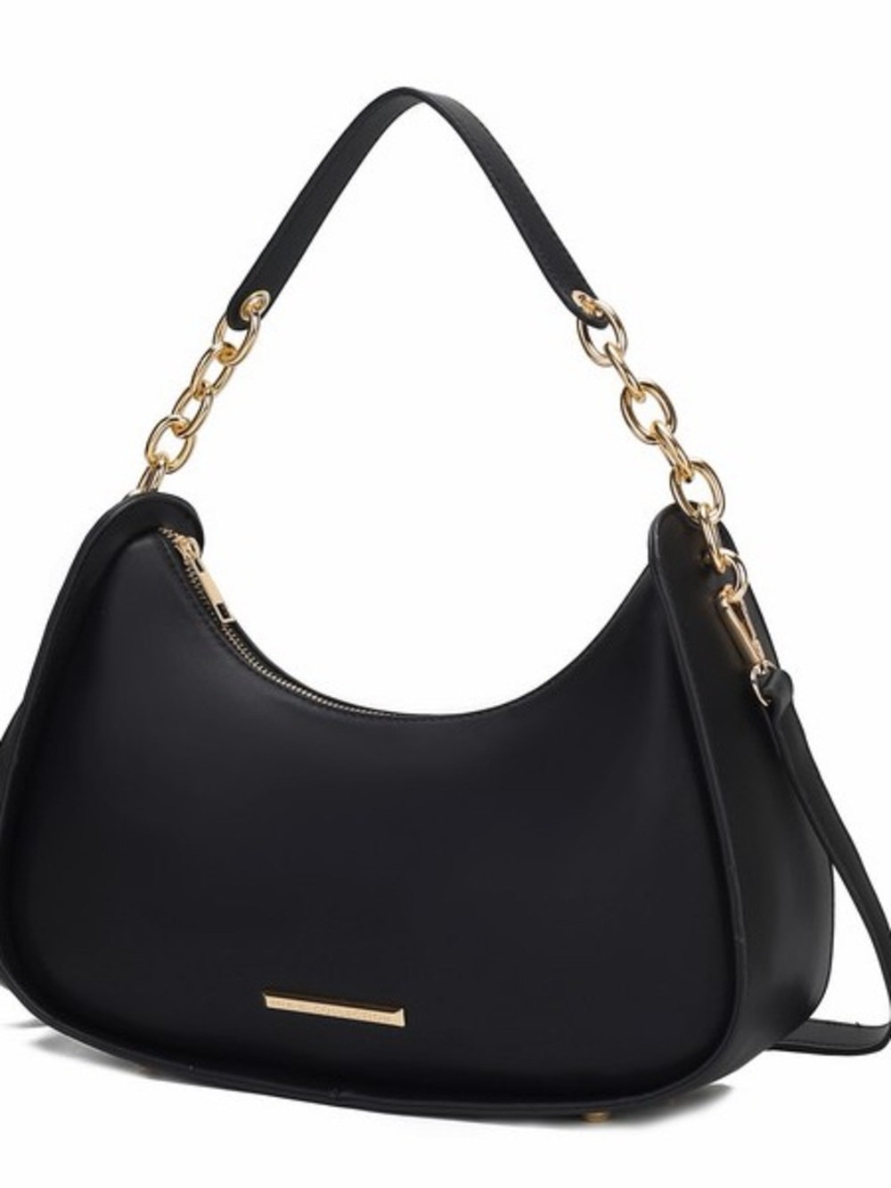 Elegant Black MKF Hobo Bag with Gold Chain Handle